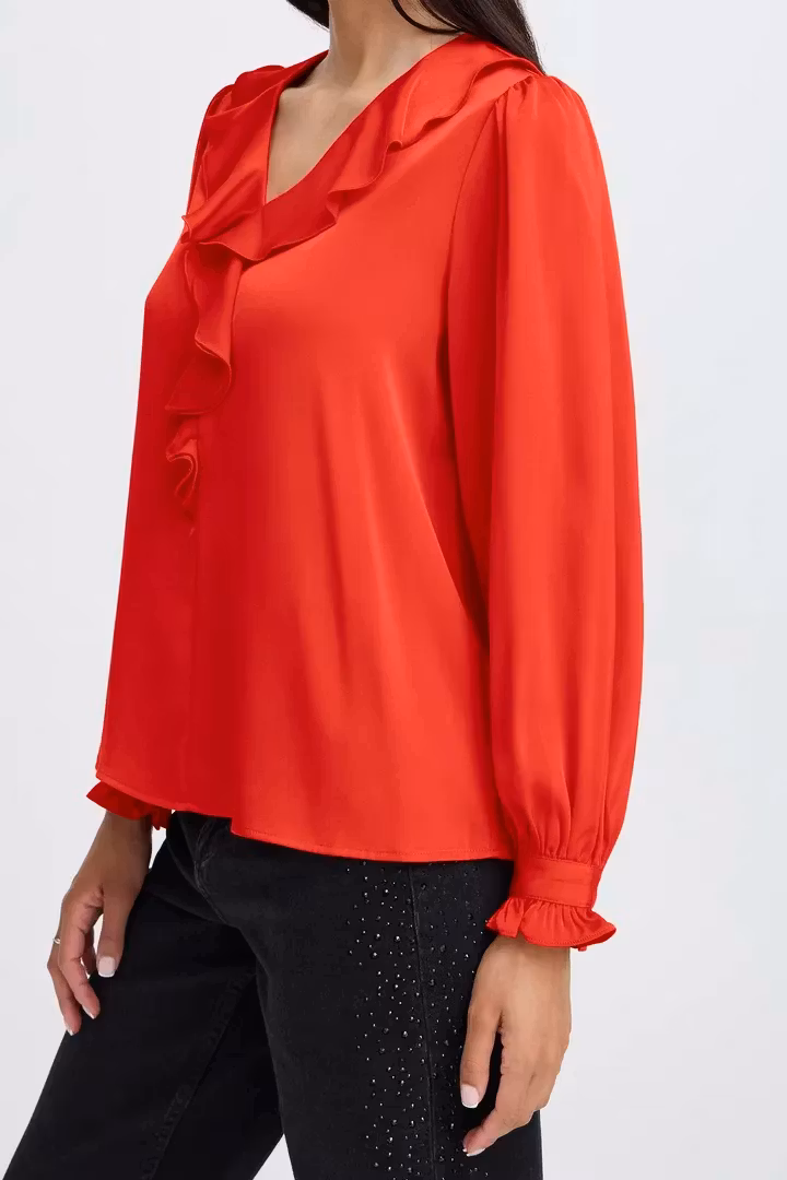 BYFLAIR FRILL BLOUSE RED