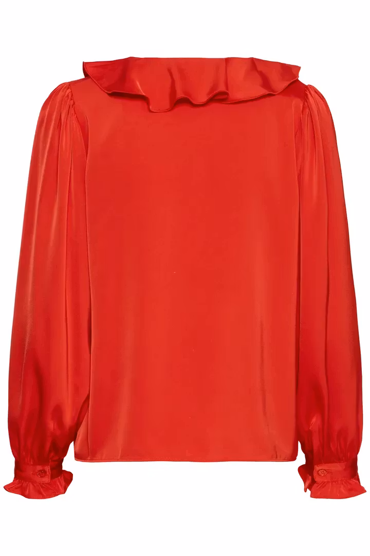 BYFLAIR FRILL BLOUSE RED