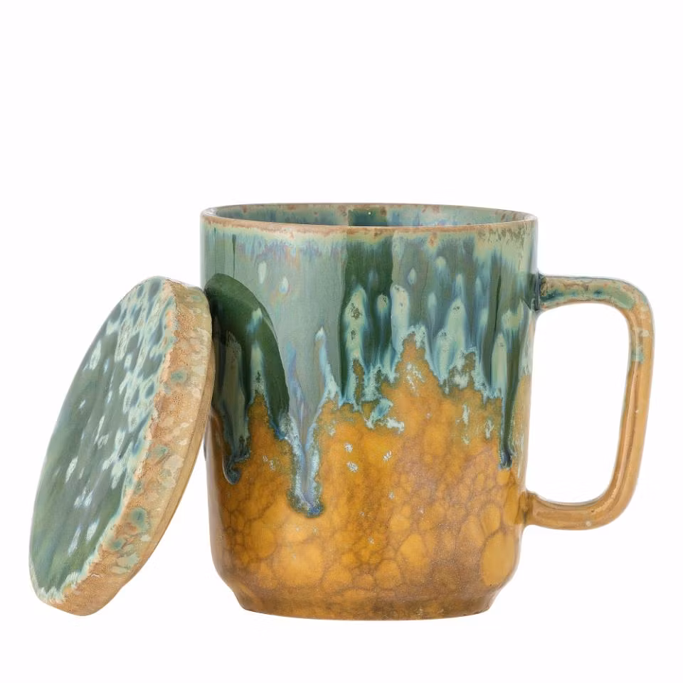 YUMA MUG WITH LID AND STRAINER MULTI STONEWARE