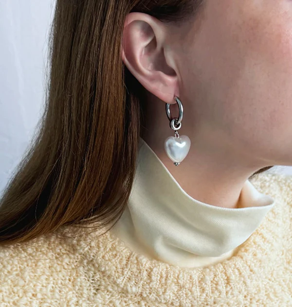 I HEART YOU EARRINGS PEARL SILVER
