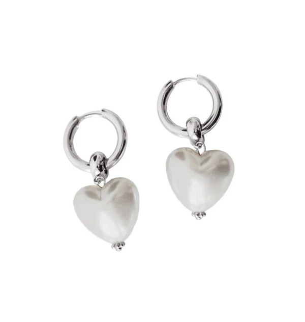 I HEART YOU EARRINGS PEARL SILVER