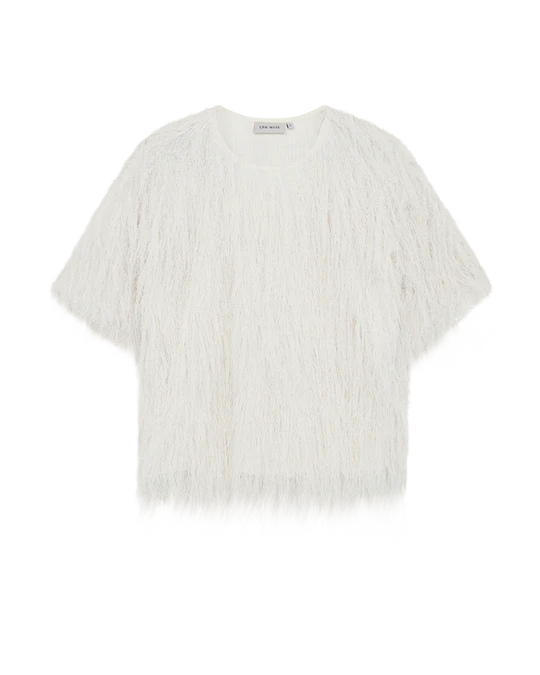 CMFALLON - T-SHIRT WITH FRINGES IN OFF-WHITE