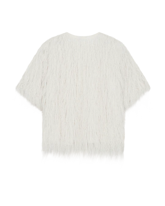 CMFALLON - T-SHIRT WITH FRINGES IN OFF-WHITE