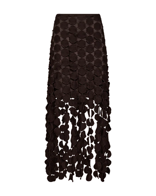 CMTHEA - SKIRT WITH FRINGE EFFECT IN BROWN