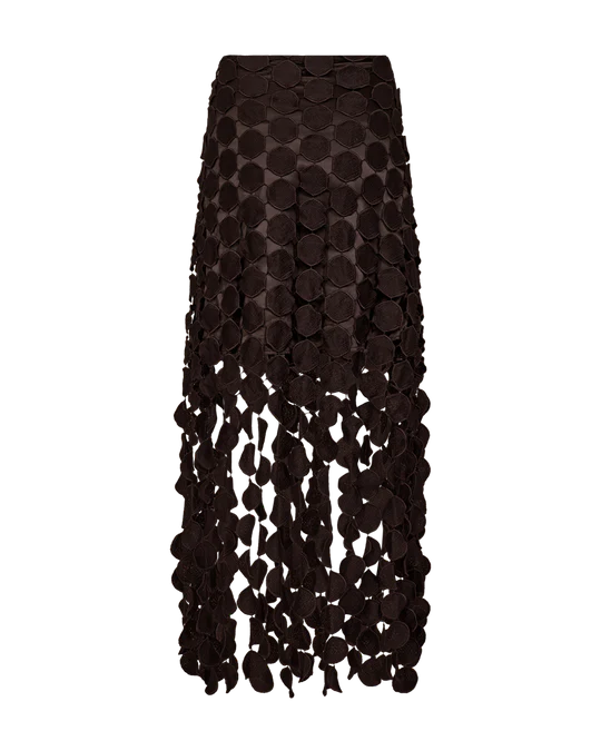 CMTHEA - SKIRT WITH FRINGE EFFECT IN BROWN