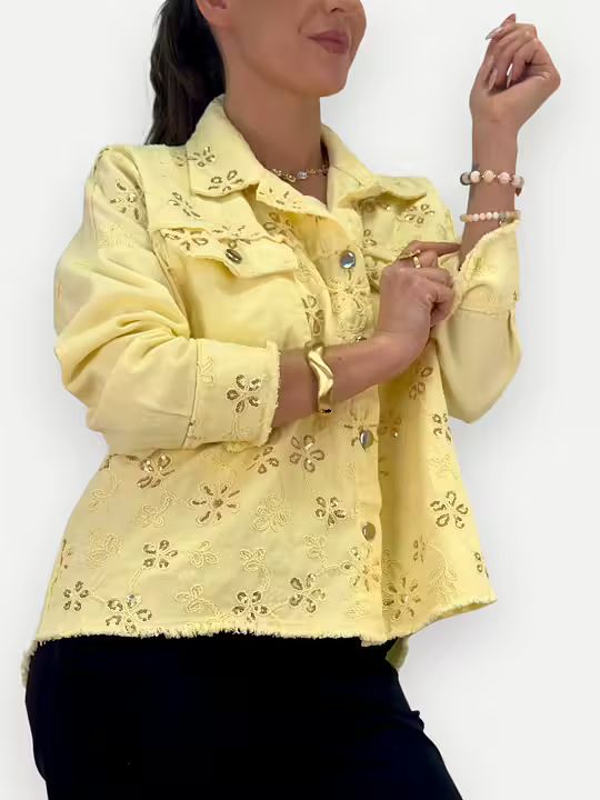 CANVASJACKA MED PALJETTER