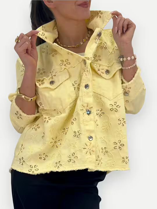 CANVASJACKA MED PALJETTER