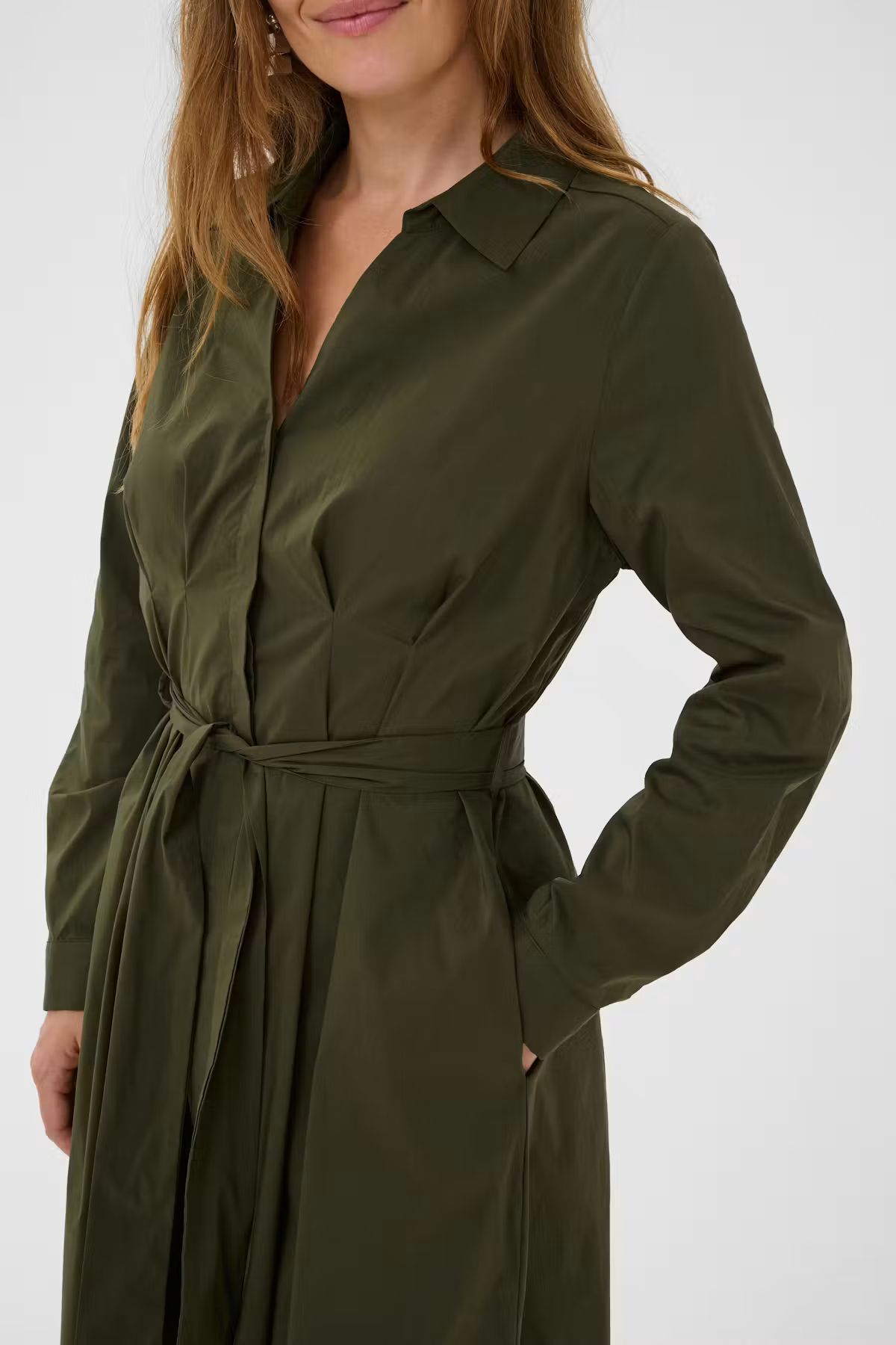 CUELENA DRESS BURNT OLIVE GREEN
