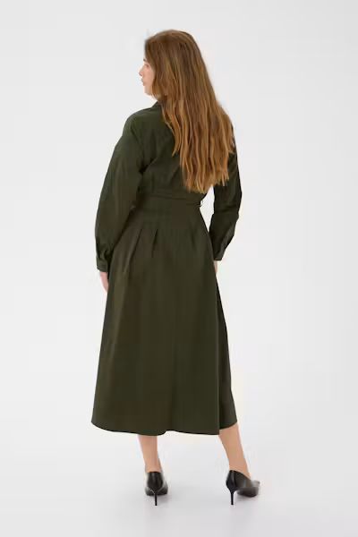 CUELENA DRESS BURNT OLIVE GREEN