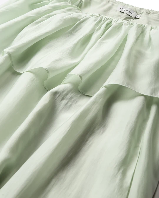 CMMOLLY - DRESS WITH RUFFLES AND BELT IN GREEN