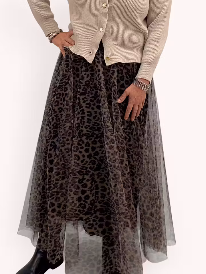 LEOPARDMÖNSTRAD TYLLKJOL
