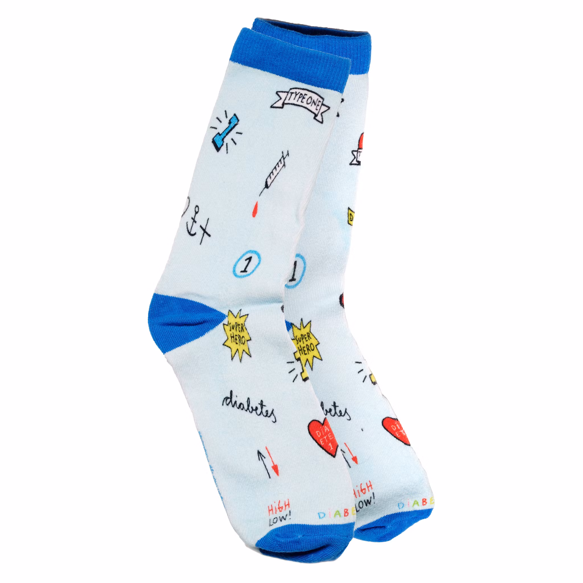 Strumpor med ikoner ljusblå