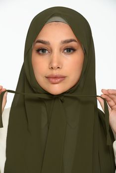 HIJAB MED KNYTBAND - Oliv