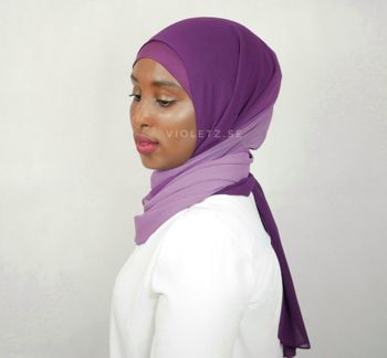 Instant Chiffong hijab med undersjal - ombré lila