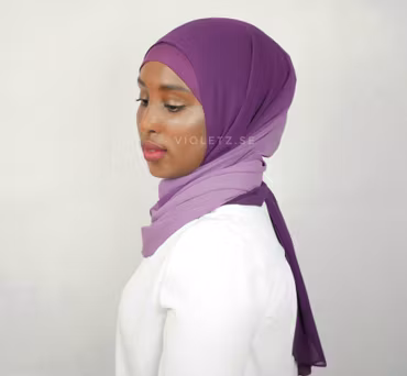 Instant Chiffong hijab med undersjal - ombré lila