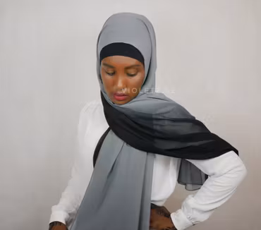 Instant Chiffong hijab med undersjal - ombré natt
