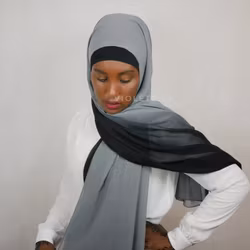 Instant Chiffong hijab med undersjal - ombré natt