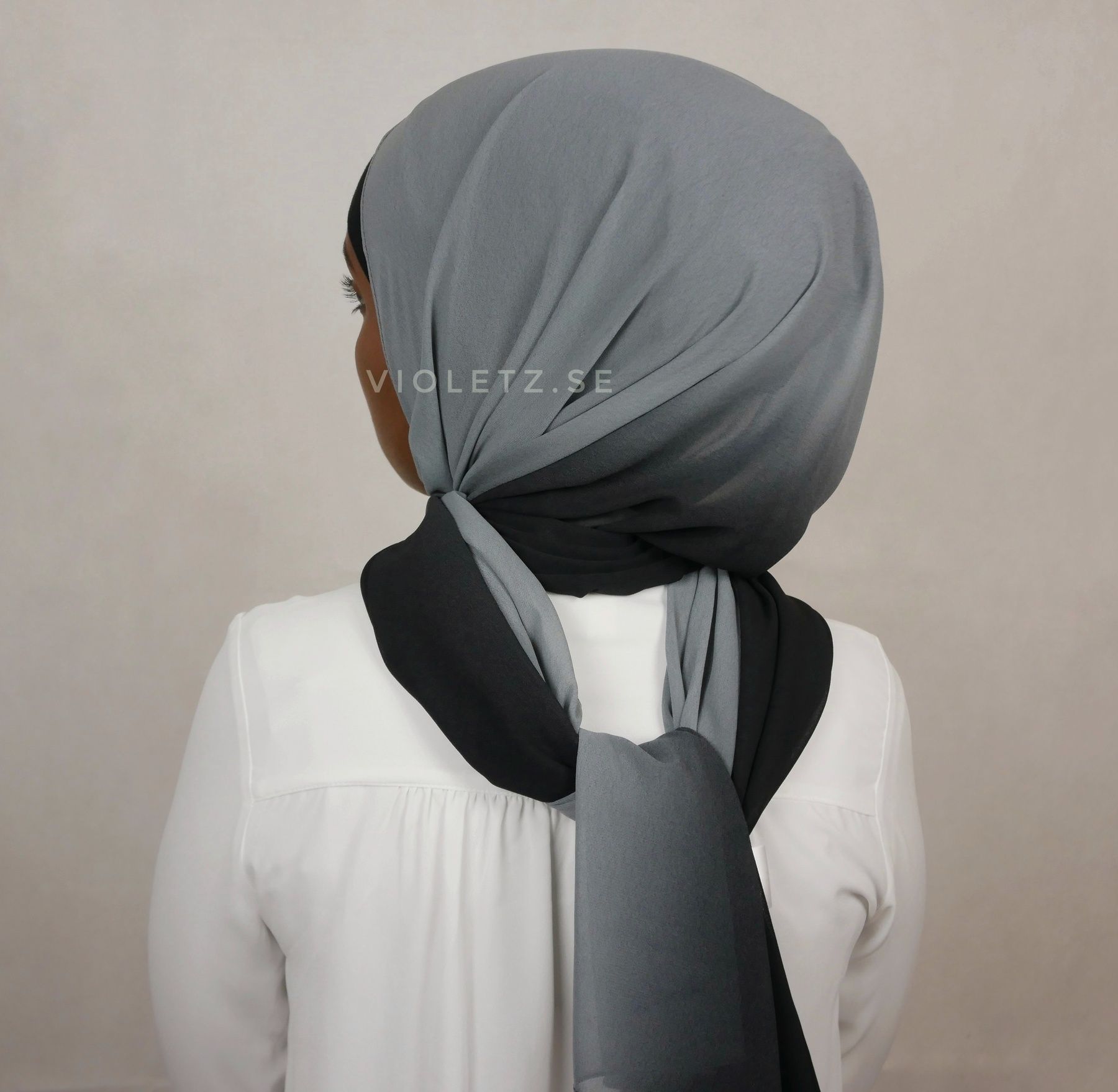 Instant Chiffong hijab med undersjal - ombré natt