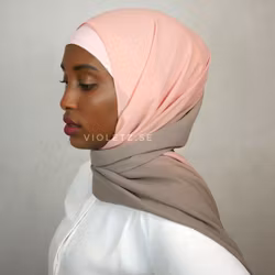 Instant Chiffong hijab med undersjal - ombré sahara