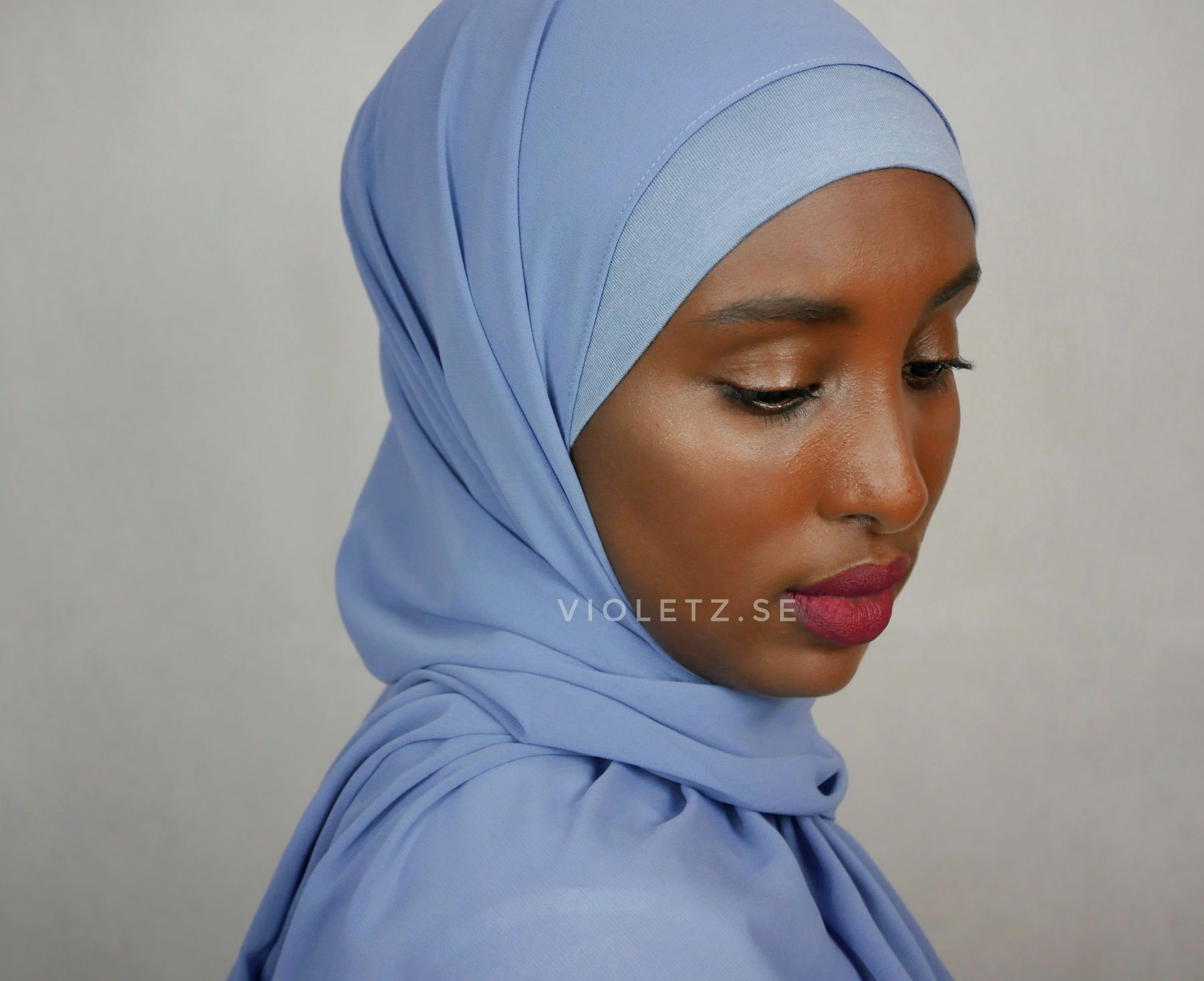 Instant Chiffong hijab med undersjal - arabian blue