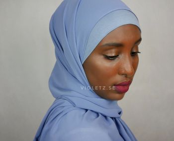 Instant Chiffong hijab med undersjal - arabian blue