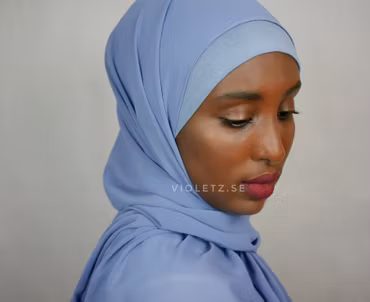 Instant Chiffong hijab med undersjal - arabian blue