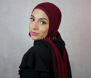 Instant Chiffong hijab med undersjal - cherry
