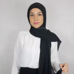 Instant Chiffong hijab med undersjal - svart