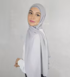 Instant Chiffong hijab med undersjal - grå