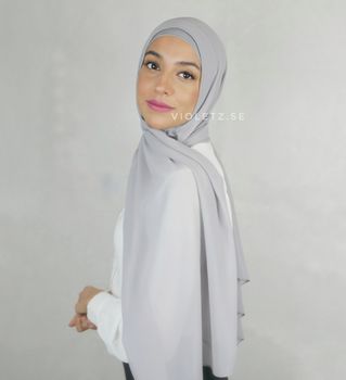 Instant Chiffong hijab med undersjal - grå