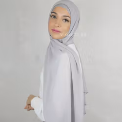 Instant Chiffong hijab med undersjal - grå