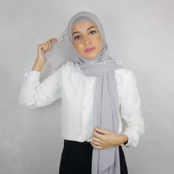 Instant Chiffong hijab med undersjal - grå