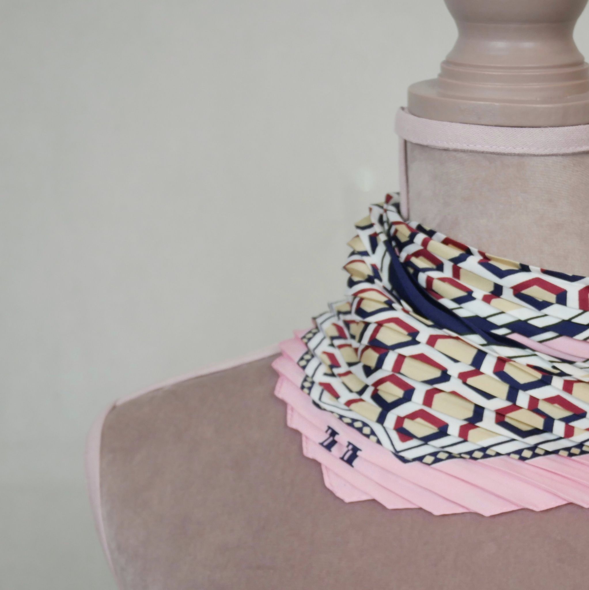 MINI SCARF I SIDEN - pink/navy