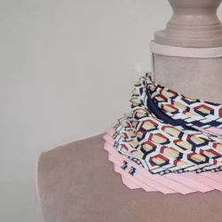 MINI SCARF I SIDEN - pink/navy