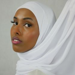 HIJAB MED MAGNET - Silk Chiffong - vit