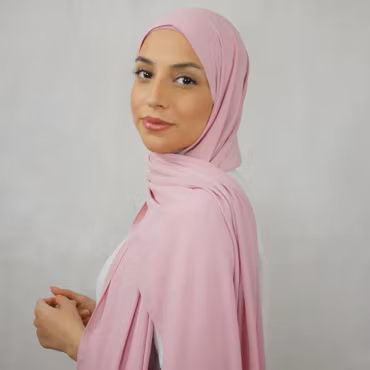 HIJAB MED MAGNET - Silk Chiffong - rosa