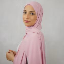 HIJAB MED MAGNET - Silk Chiffong - rosa