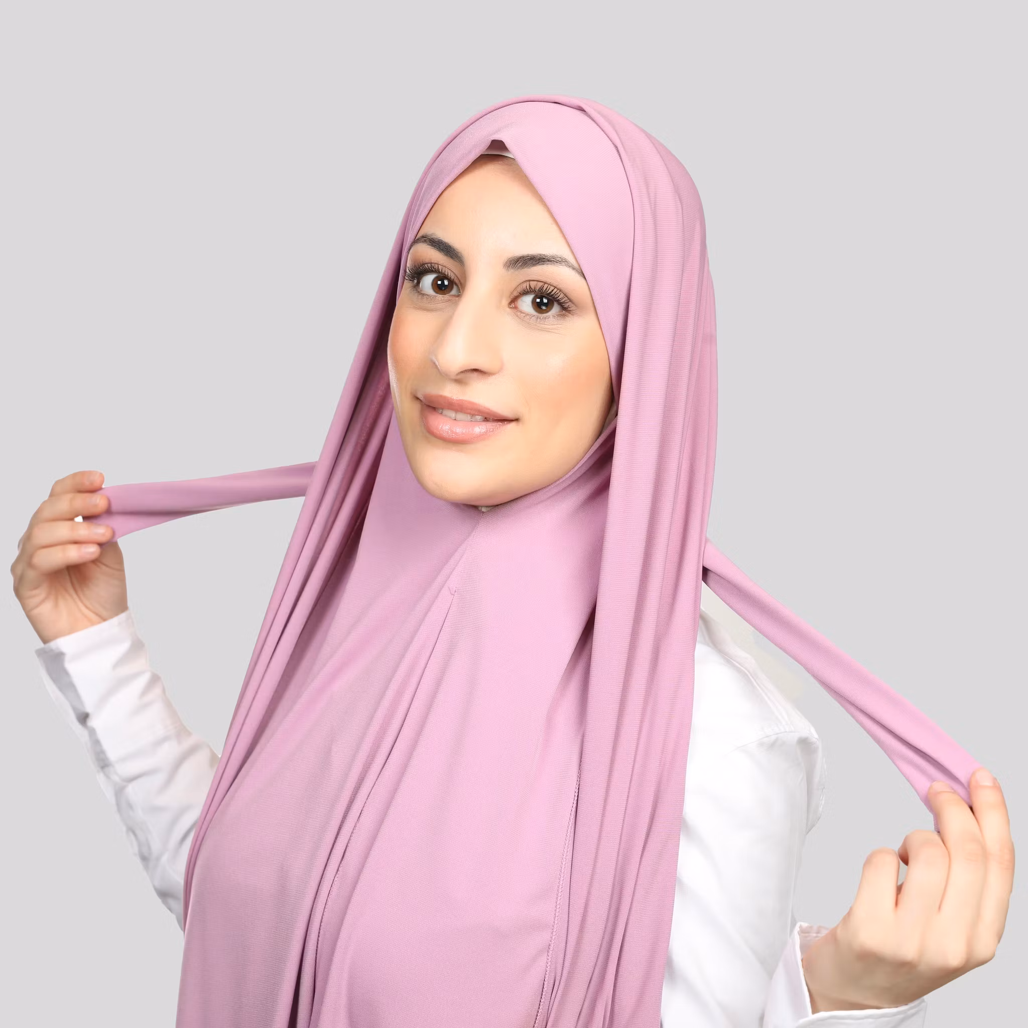 Kristal - Instant hijab med band - deep Pink