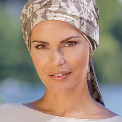 Turban med scarf - vändbar med mönster