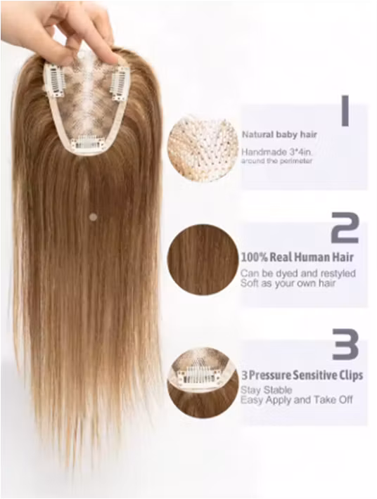 Hair Topper 3x4 inch – Fylligare, friskare och mer harmoniskt hår i 100 % äkta Remy hår