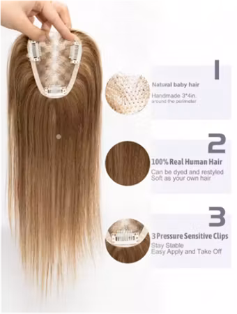 Hair Topper 3x4 inch – Fylligare, friskare och mer harmoniskt hår i 100 % äkta Remy hår