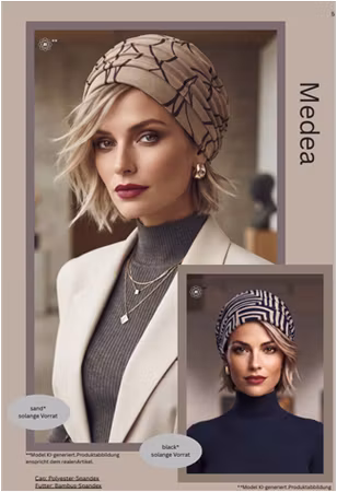 Medea – modern turban från Gisela Mayer i mjukt velourläder‑imitation
