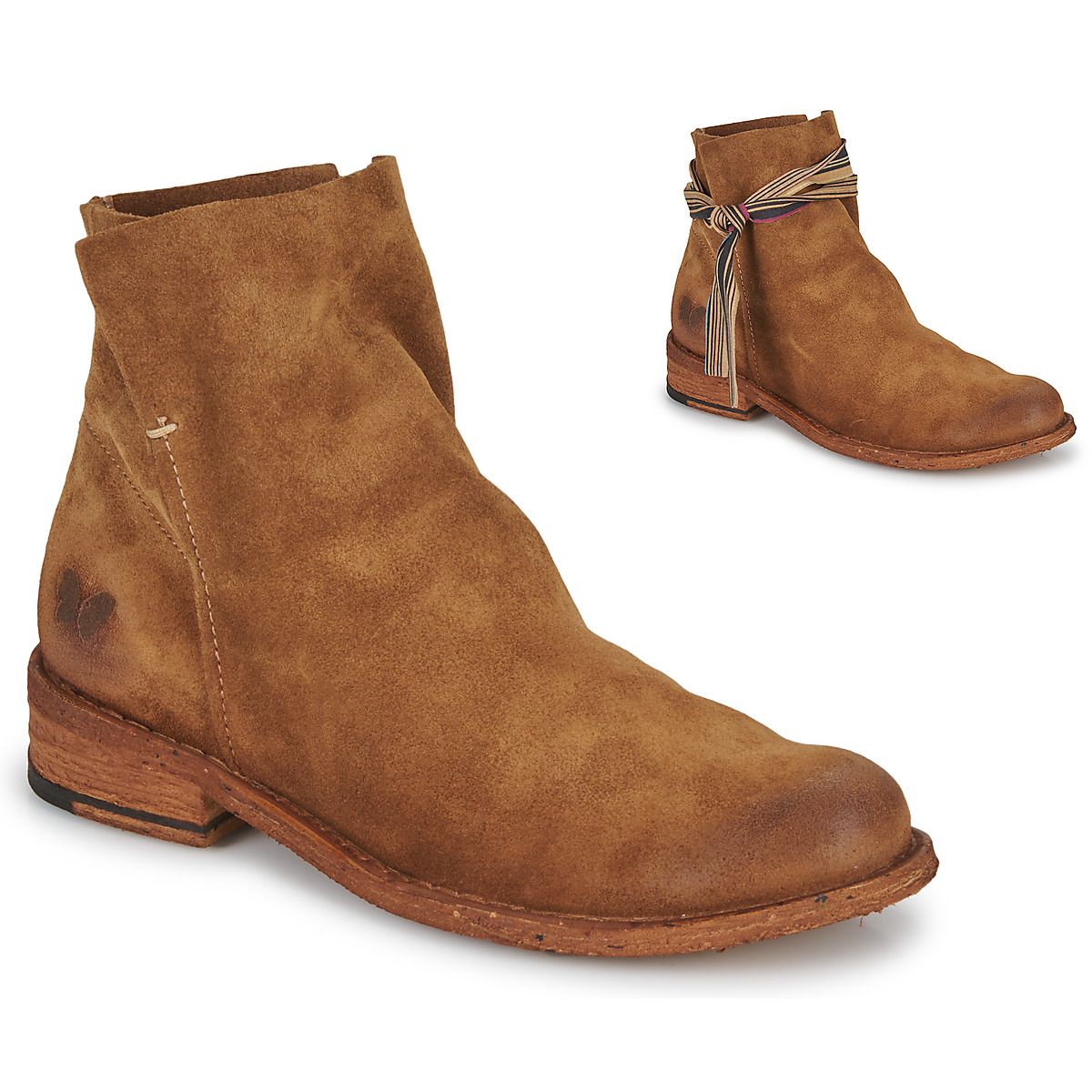 Mocka/skinn boots calvados