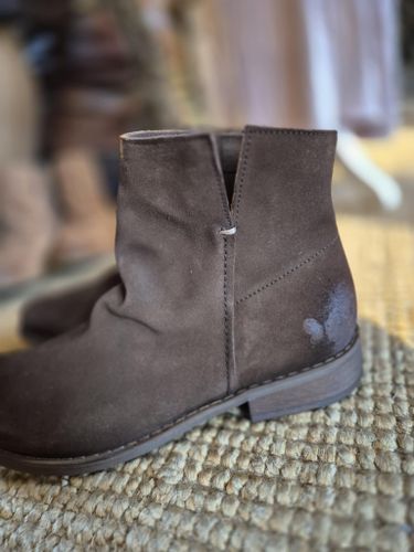 Mocka/skinn boots moro (mörkbrun)