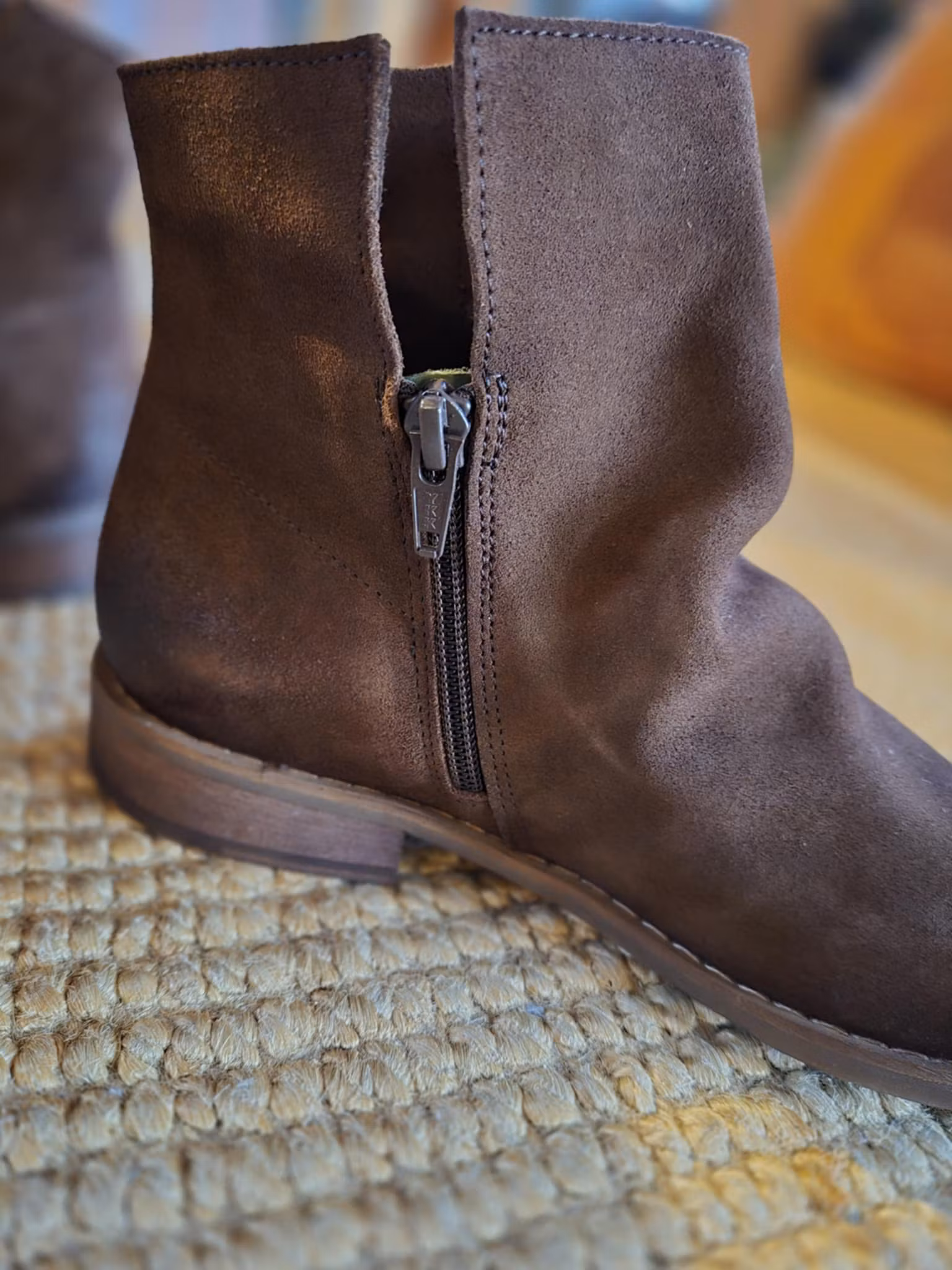 Mocka/skinn boots moro (mörkbrun)