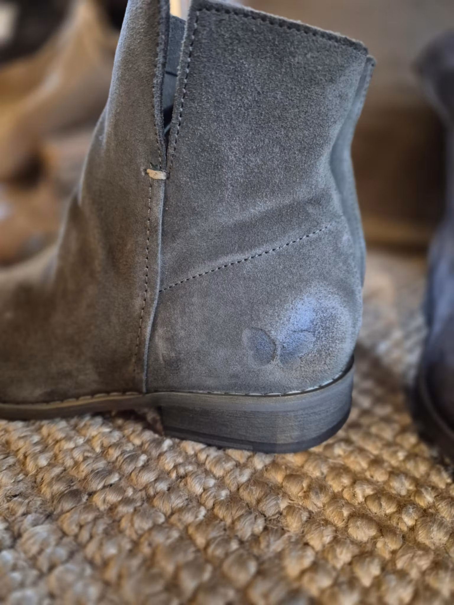 Mocka/skinn boots olive
