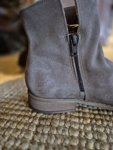 Mocka/skinn boots nougatbrun