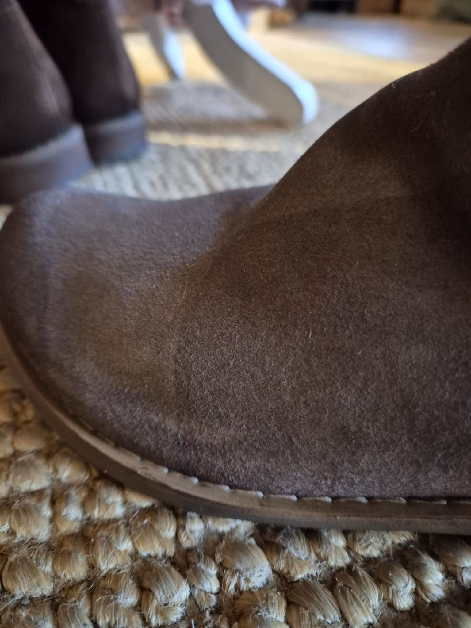 Mocka/skinn boots nougatbrun