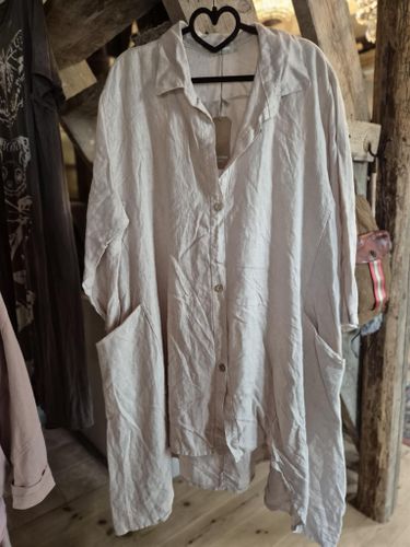 Lång Linne skjorta beige