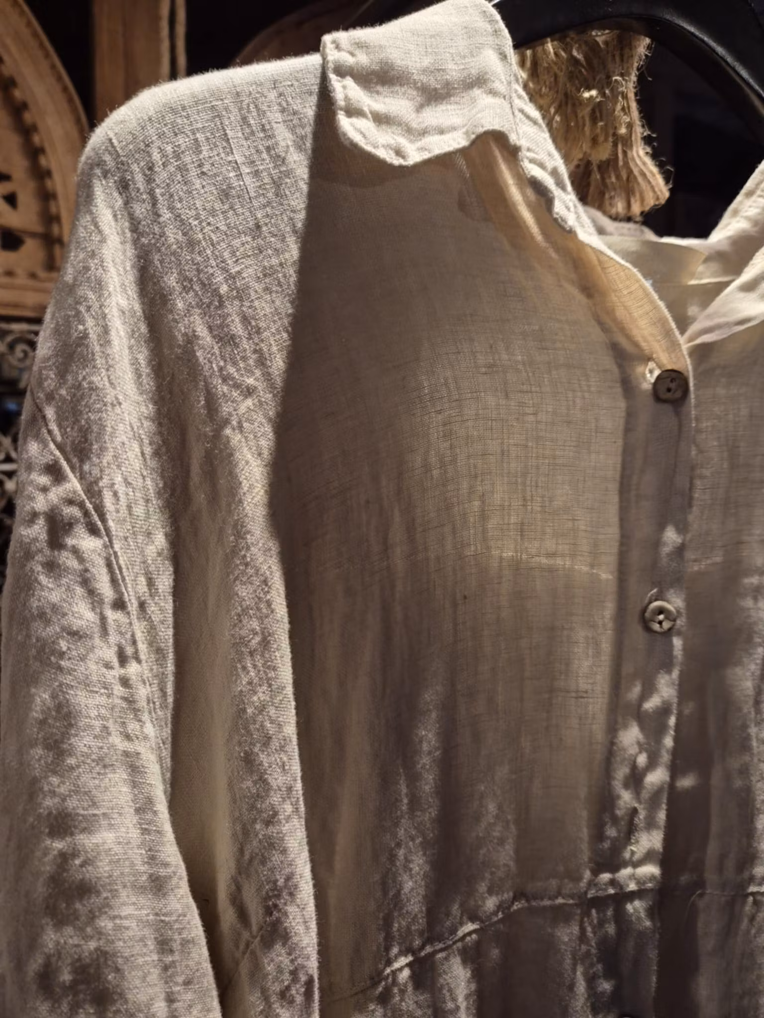 Skjort klänning linne beige